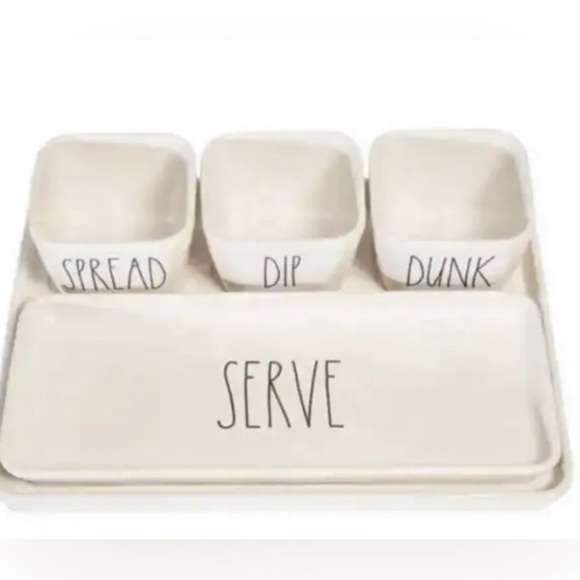 Rae Dunn 5 Piece Serving Set | Spread + Dip + Dunk + Serve | NEW Farmhouse Dip - Picture 4 of 15